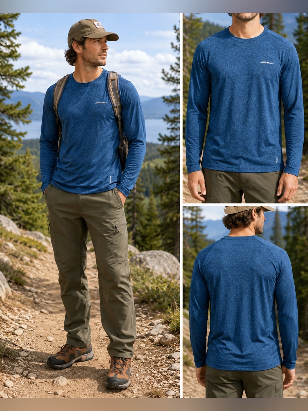 Eddie Bauer FreeDry Blue Performance Long Sleeve Shirt Men’s Medium